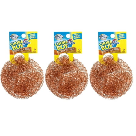 Chore Boy Ultimate Copper Scrubber Scouring Pad, Pure Copper (3-Pack)