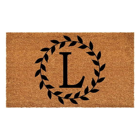 Laurel Wreath Doormat, 24" x 36" (Letter I)