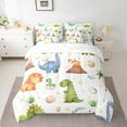 thumbnail image 2 of Manfei Kids Kawaii Dinosaur Egg Twin Bedding Sets 7-Piece, Rustic Flower Plant Bedding Comforter Set, Cute Cartoon Reversible Sheet Sets, Lightweight Room Decor, 2 of 7