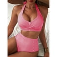 thumbnail image 6 of Women's High Waisted 2 Piece Bikini Sets Halter Swimsuits Striped Bathing Suit Beach Swimwear 2026 Red 2XL, 6 of 6