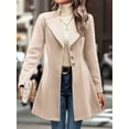 thumbnail image 6 of Women Winter Wool Blend Camel Mid-Long Coat - Singular-Breasted Lapel Jacket Outwear Apricot S, 6 of 9