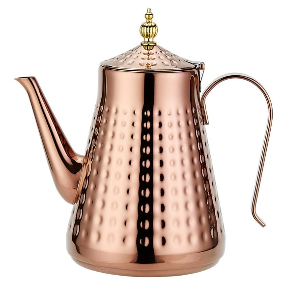 SANQIAHOME 1.8L(60oz) Stainless Steel Hammer Patterned Teapot With Removeable Infuser,Loose leaf cover,Copper
