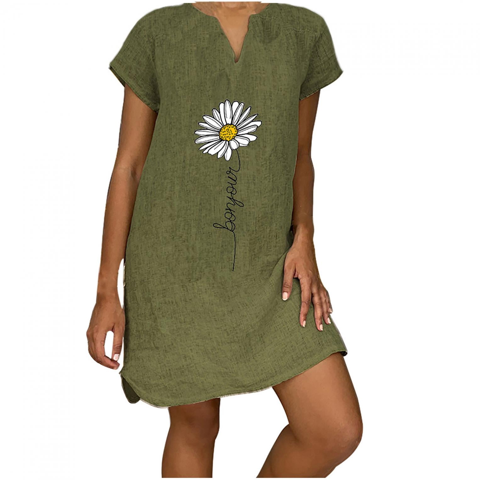 Jophufed Summer Dress for Women 2022 Plus Size Dress Sleeveless Vintage  Loose V Neck Casual Shift Dress Flowy Sundresses Holiday Party Mini Dresses  on Clearance - Walmart.com
