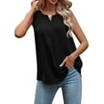 thumbnail image 6 of Uvplove Women's Summer Sleeveless Chiffon Tank Tops Blouses Work Casual V Neck Button Blouses Shirts Tops,US Size Medium In Black, 6 of 13