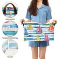thumbnail image 5 of Yayeee Foldable Storage Basket for Shelves with Handles Waterproof Cloth Bins, Yellow Hand Drawn Sailboats, 5 of 7