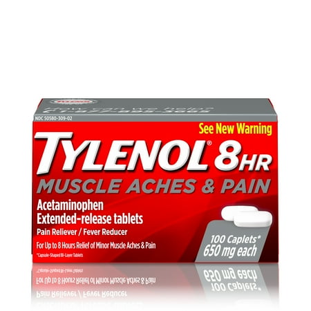 Tylenol 8 Hour Muscle Aches & Pain Tablets with Acetaminophen, 100 (Best Painkiller For Muscle Aches)