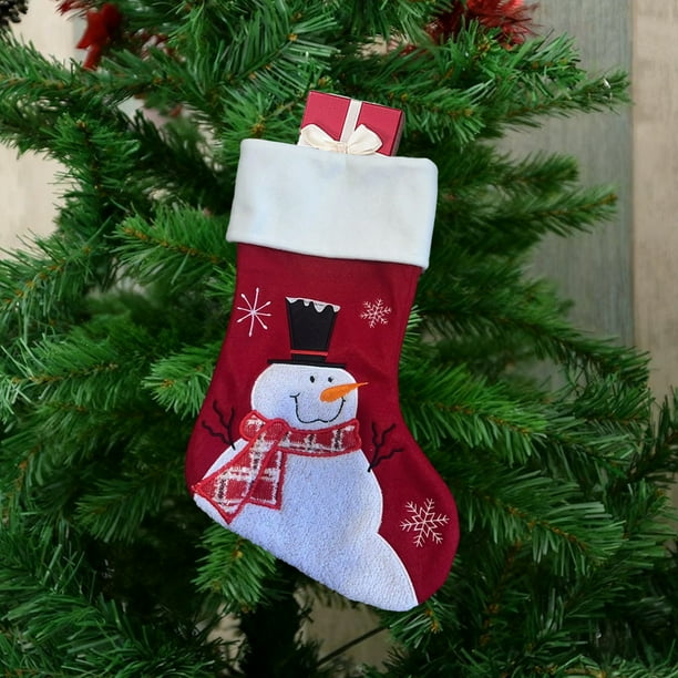 Calcetines navideños con diseño de Papá Noel, bolsitas de regalo, adornos colgantes y bolsillos. Diseño patchwork de punto. Ideales para decorar el hogar, el escritorio o la oficina. Bolsas