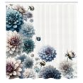 thumbnail image 4 of Ambesonne Blue Shower Curtain, Dahlia Flowers Garden Bloom, 69"Wx84"L, White Lavender Blue Beige, 4 of 4