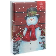 Holiday Time Classic Snowman Christmas Cards, Boxed Greeting Cards, Red, White, iridescent Glitter, 5” x 7”, 18 Count