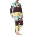 thumbnail image 2 of Hirioo Elehpant And A Giraffe Looking At The Sea for Men's Pajama Sets 2 Piece Pjs Men's Long-Sleeved Pajama Set Button Down Sleepwear,S-XXL-XX-Large, 2 of 7