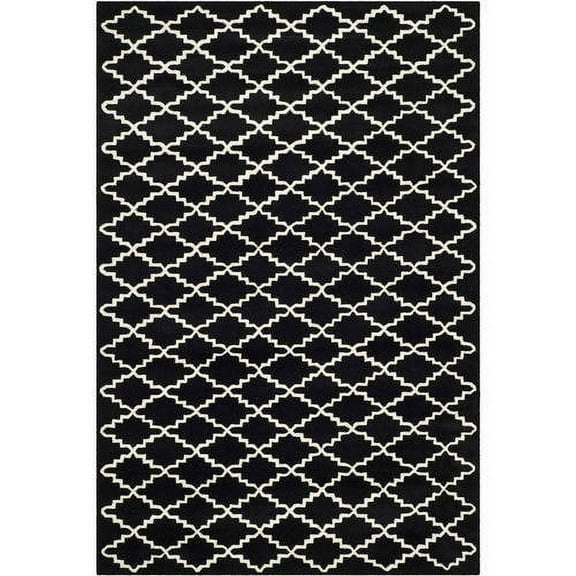 SAFAVIEH Chatham Howard Geometric Wool Area Rug, Black/Ivory, 4' x 6'