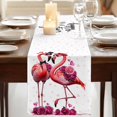 thumbnail image 3 of Table Runners 90 Inches Long Dress Scarves, Valentine's Day Farmhouse Coffee/Dining/Kitchen Table Runner for Living Room, Red Flamingos Roses Love Romance White 13x90 Inch, 3 of 9