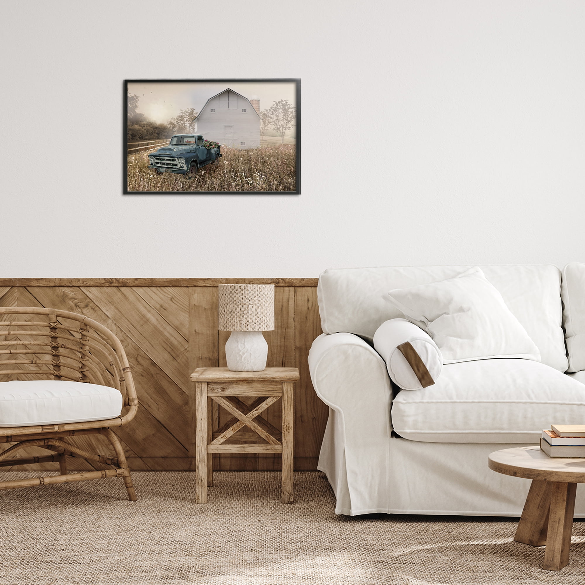 Stupell Industries Vintage Pickup in Wildflowers Black Framed Giclee Art, design by Nan