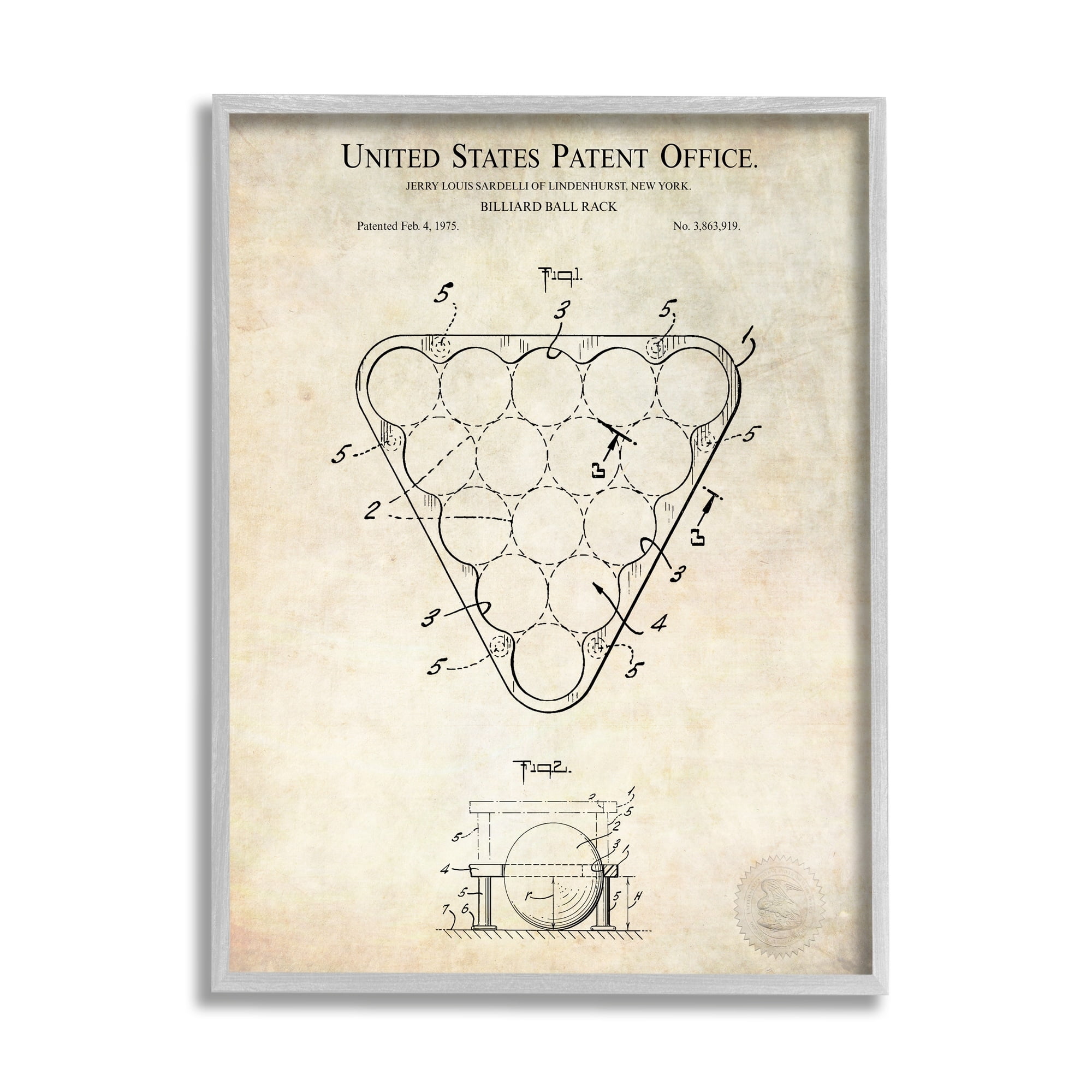 Stupell Industries Vintage Billiards Pool Game Diagram Blueprint Design Framed Wall Art, 24 x 30, Design by Karl Hronek