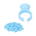 thumbnail image 1 of Gobelets de Colle d'Extension de Cils, Support de Doigt Enlever l'Excès de Colle Forte Flexibilité Colle Anneaux Bleu 100pcs pour les Extensions de Cils, 1 of 5