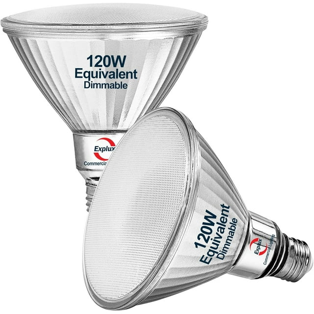 czcpp-Explux Commercial-Grade LED PAR38, 120W Equivalent, 1400 Lumens, 40000 Hours, Classic Full Glass Flood Light Bulbs, Dimmable, Waterproof & Anti-Ageing, Bright White 3000K Spotlight, 2-Pack