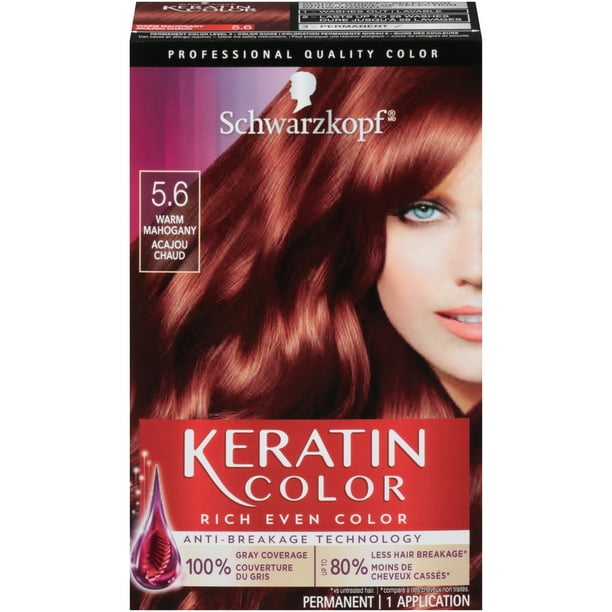Schwarzkopf Keratin Permanent Hair Color Cream, 5.6 Warm Mahogany