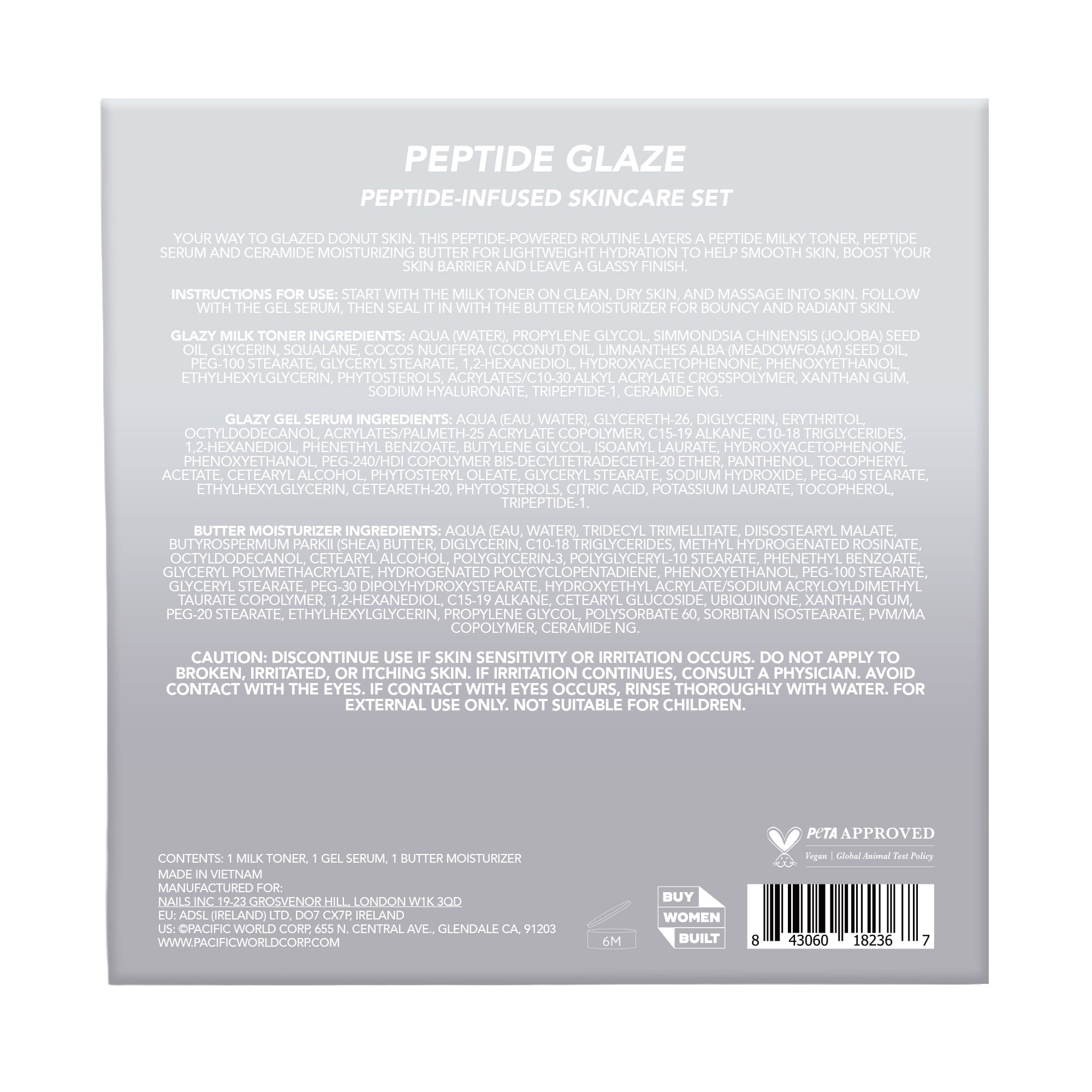 HOLLER Peptide Glaze Peptide-Infused Skincare Set, 3 Piece Set