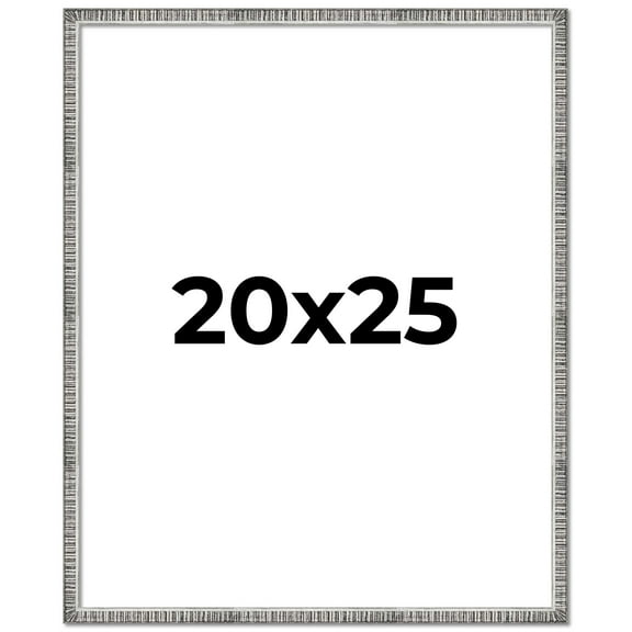 20x25 Frame Silver Grey Distressed Solid Wood Picture Frame | 0.75 Inch Moulding Width | Interior