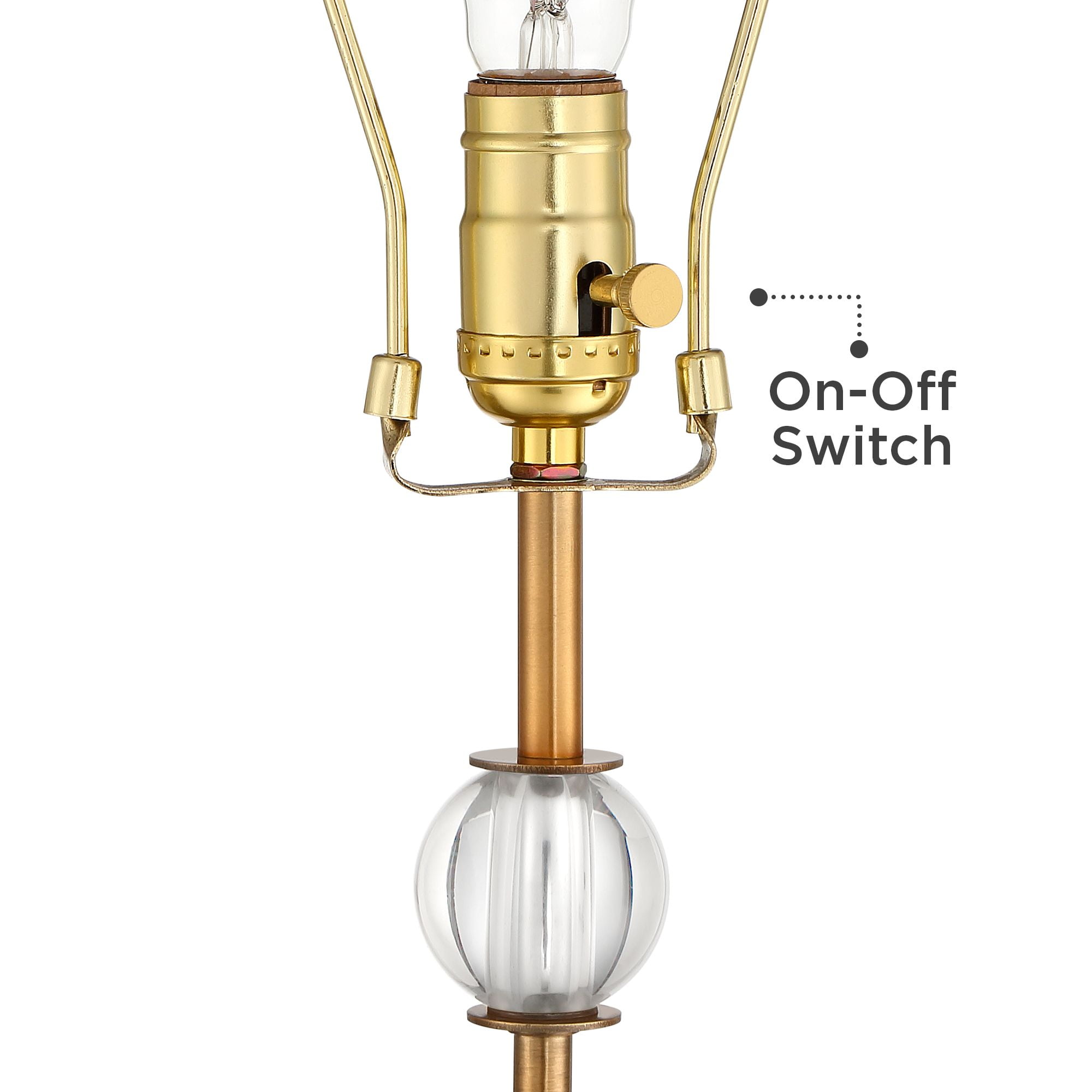 Vienna Full Spectrum Halston Modern Buffet Table Lamps 32 1/2" Tall Set of 2 Brass Crystal with Dimmer Off White Shade for Bedroom Living Room Bedside