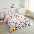 thumbnail image 3 of Floral Rabbit Comforter Full Size,Pink Rabbit Comforter Set Teens , Bedding Set Printed Comforter with 2 Pillowcases,Down Alternative,(Pink锛孎ull Size), 3 of 6