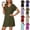 Army Green, variant on Sevevn Women’s Summer Casual V Neck Short Sleeve T Shirt Dress Loose Fit Knee Length Solid Color Shift Dress for Daily Wear Work Vacation Red XL