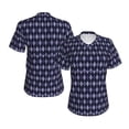 thumbnail image 3 of Yiaed Purple and Blue Squares Print Women's T Shirt V-Neck Short Sleeve Shirt Casual Breathable Tee Summer Tops-Medium, 3 of 5