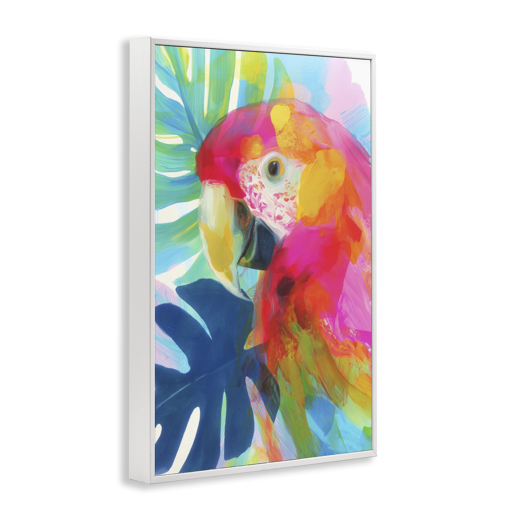 Stupell Industries Scarlet Macaw in Paradise White Framed Giclee Art, design by Chromatic Storm Studio