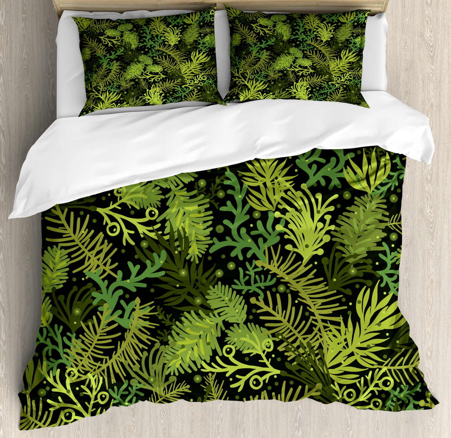 Sage Duvet Cover Set King Size, Evergreen Christmas Tree Coniferous Fir