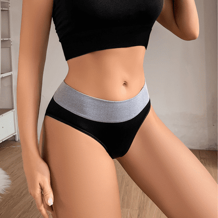 Fulorrnie Underwear for Women Seamless Comfort High Waisted Briefs Panties Cheeky Waistband Elastic Waist Panty  Black  L