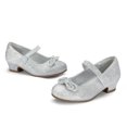 thumbnail image 3 of Bocca Little Girls' Shoes Slip-Resistant Mary Janes, 1IN Low Heel, Kitten Heel, Closed Toe Silver, 13 Little Kid, 3 of 6
