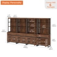 thumbnail image 3 of WAMPAT 4 PCS Modern 72" Tall Bookcase with 4 Drawers and Open Book Shelfs, Library Book Shelf with Storage Cabinet and Glass Doors, Wood Freestanding Bookshelves for Home Office, Living Room, Brown, 3 of 10
