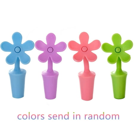 - Holiday Clearance 4pcs Novelty Sun Flower Silicone Wine Pourer Bottle Stopper Kitchen Tools(Random Color)