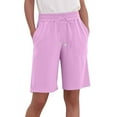 thumbnail image 3 of Rciityk Bermuda Shorts for Women Casual Summer Long Short with Pockets Solid Color High Elastic Waist Drawstring Wide Lag Shorts Beach Vacation Outfits, 3 of 6