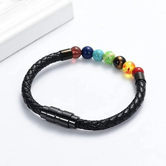 Leather Cremation Memorial Urn Bracelet Lava Stone 316L Stainless Steel Cremation Bangle Keepsake Urn Bracelet for Ashes Leather Beads Bracelet