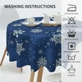 thumbnail image 4 of Round Winter Tablecloth 60 Inch Christmas Dark Blue and White Snowflakes Print Table Cloth Xmas Table Covers for Holiday Party Dining Kitchen Picnic Patio Outdoor Decor, 4 of 6