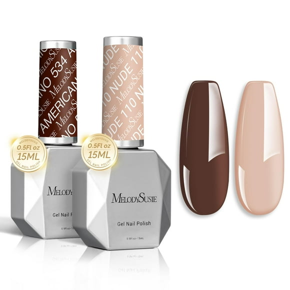 Set de esmaltes de uñas en gel MelodySusie Thick 15 ml Brown & Nude x2