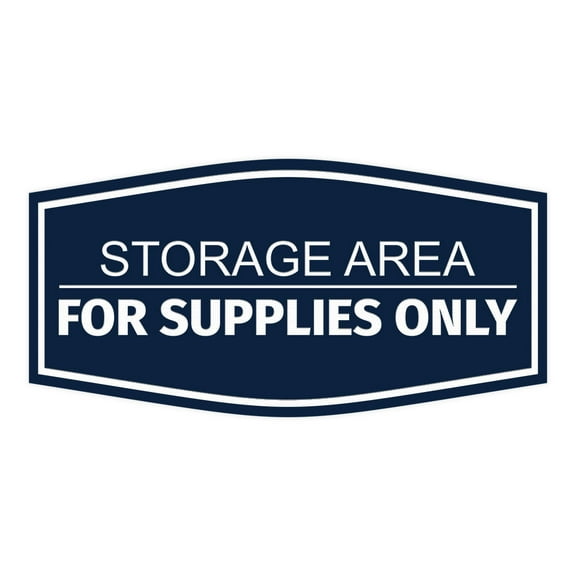 Signs ByLITA Fancy Storage Area for Supplies Only Durable ABS Plastic Laser Engraved Easy Installation Elegant Design Sign (Navy Blue / White) - Large