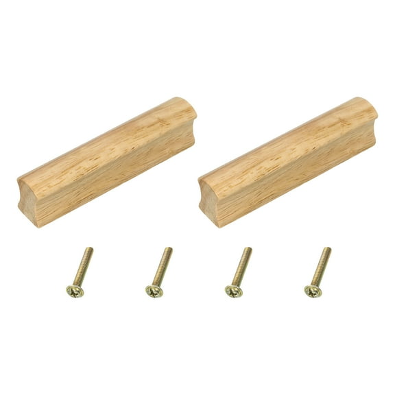 Uxcell 2 Pack Unfinished Beech Wood 2.52" Hole Distance Cabinets Pulls Handles