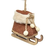 Holiday Time Cottage Christmas Brown and White Skating Boots Decorative Accents Ornament