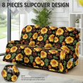 thumbnail image 3 of ZIATUBLES 3 Seater Recliner Sofa Covers, Stretch Reclining Couch Cover Set of 8, Recliner Chair Slipcovers Soft Washable Furniture Protector Slipcovers for Pet, Sunflower Leaf Printed, 3 of 9
