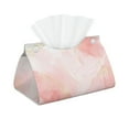 thumbnail image 2 of Lsque Pink Marble Printed Long Tissue Box Cover Holder, Facial Paper Organizer Dispenser,Triangle with Bottom Belt, PVC Leather Decorative Organizer, 2 of 9