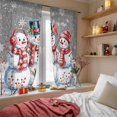 thumbnail image 4 of Christmas Snowman Sheer Curtains 72 Inches Long, Winter Xmas Snowflakes Cardinal Grey Light Filtering Window Curtains for Living Room, Rod Pocket Voile Sheer Curtain Drapes, 52"Wx72"L, 2 Panels, 4 of 9