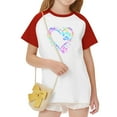 thumbnail image 6 of hengsof Children and Girls Clothing Love Printed Short Sleeve Round Neck Tops Color Block Tops, 6 of 8