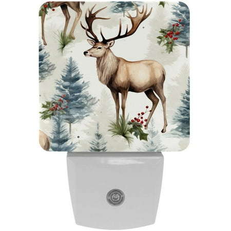 

2 Pack Auto Dusk-to-Dawn Sensor Night Lights Cute Christmas Elk Plug-in Home Office Decorative Lamp for Adult 0.5W LED Nightlights for Bedroom Bathroom Hallway Stairs