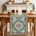 thumbnail image 2 of Green Boho Table Runner 120 Inches Long,Ethnic Geometric Middle Century Art Cotton Linen Table Runners Dresser Scarves,Decorative Fabric Tabletop Scarf Furniture Cover for Home Dinner Party 13"x120", 2 of 9