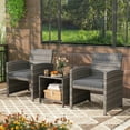 thumbnail image 4 of Gymax Ensemble de Mobilier de Patio 3 Pcs Ensemble de Chaises en Rotin PE avec Table Basse de Rangement Gris, 4 of 10
