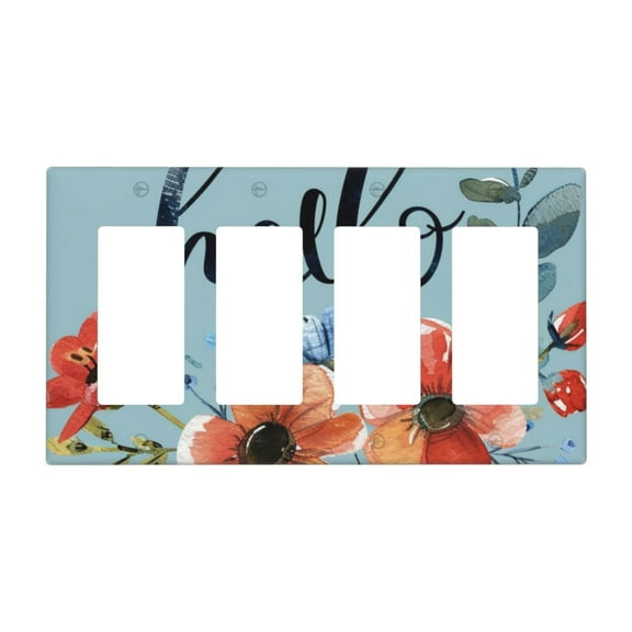Flower Hello Daisy Switch Cover Decorative Wall Plate / 4-Gang 4-Decor / Standard Size 4.5x8 in