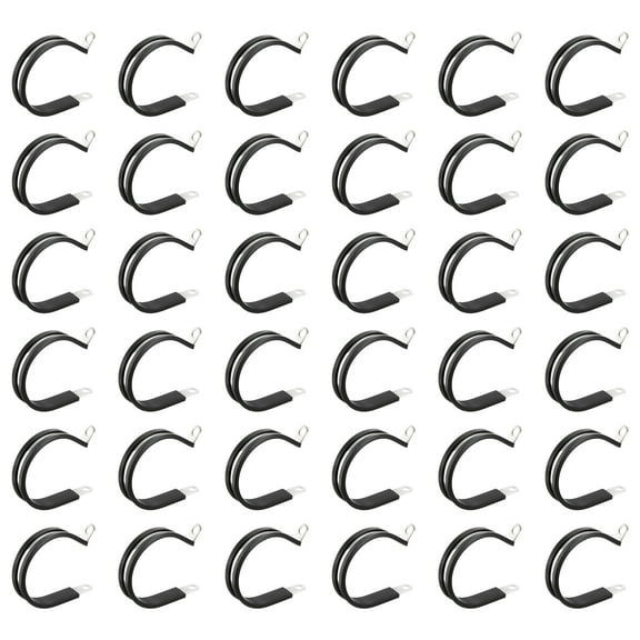 Uxcell 40pcs Stainless Steel Cable Clamps 2 Inch Rubber Cushioned Insulated Clamp for Tube Pipe Wire Cord