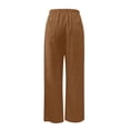 thumbnail image 4 of EDFBUYKRS Female Women Pants Casual Business Pants for Women Petite Women's Button Elastic Waist Wide Leg Casual Straight Leg Pants Xxxxl, 4 of 5